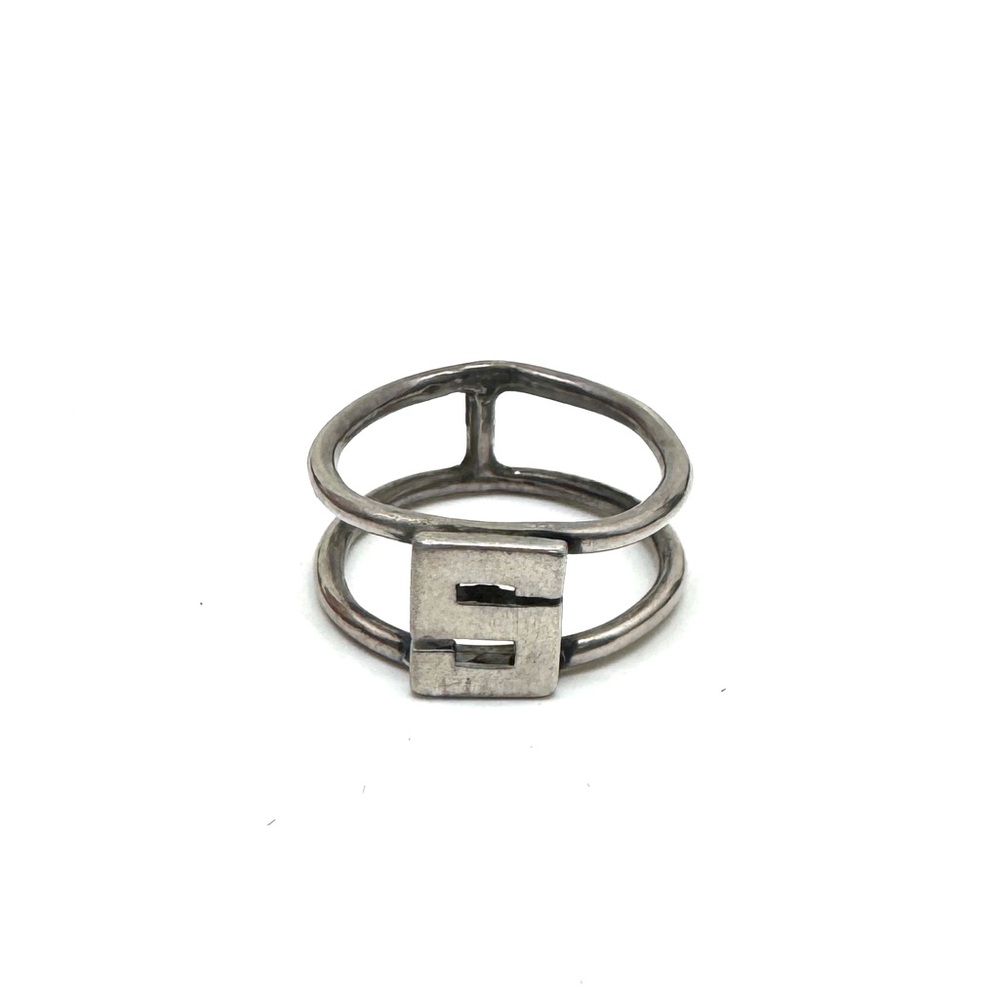 Sterling Silver Initial Ring Letter S Open Frame Band Size 4 1/2